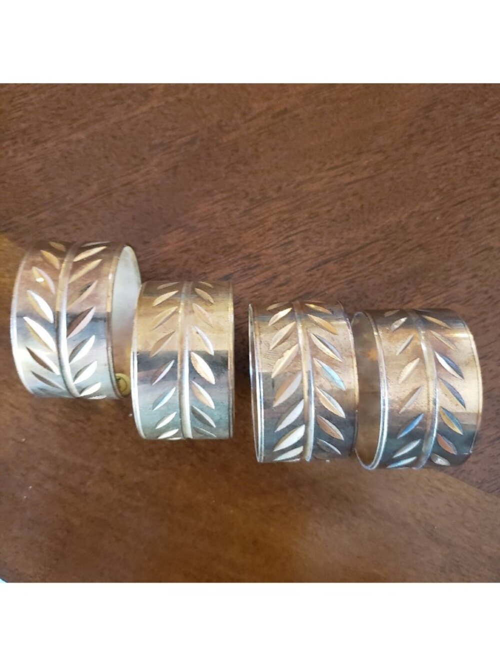 Set of 4 Vintage Cut/engraved Brass Napkin Rings Hong Kong